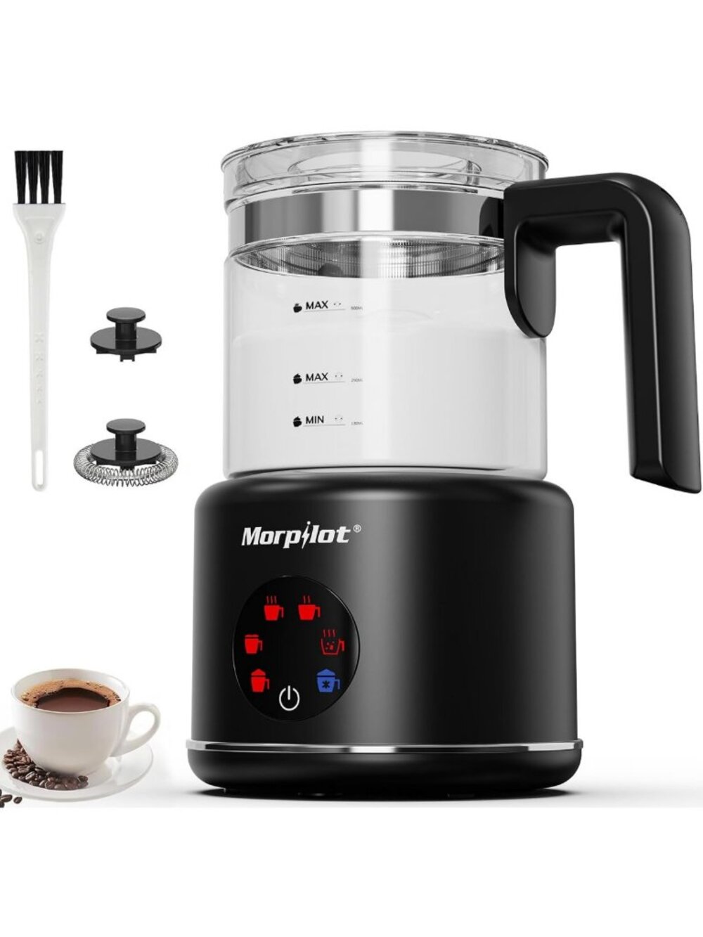 Large Electric Milk Frother & Steamer - 16.9oz, BPA Free, 6 Functions for Lattes